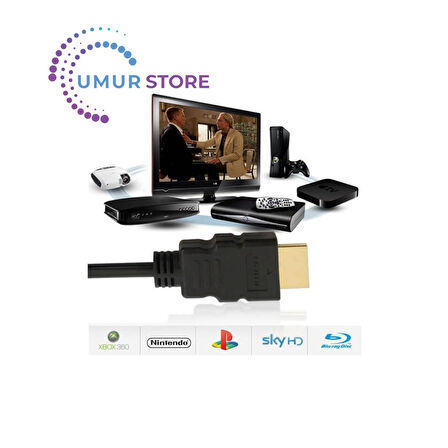 HDMI Kablo Kısa HDMI Kablosu Altın Uçlu Full Hd 3D LCD LED Ps3 Uydu - 50 cm