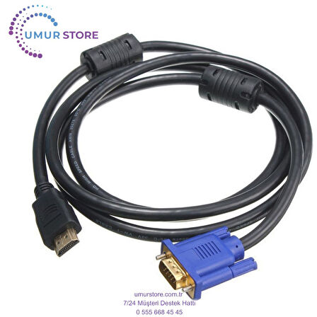 Pc Için 1.8m Mavi Hdtv HDMI - VGA HD15 Erkek Adaptör Kablosu Dönüştürücü