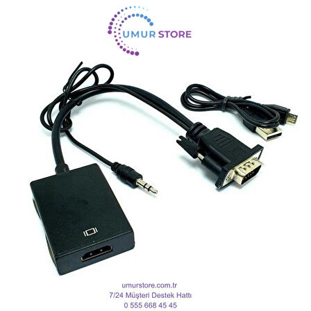 VGA HDMI Çevirici USB Güç Destekli VGA HDMI Çevirici Erkek VGA Dişi HDMI Çevirici