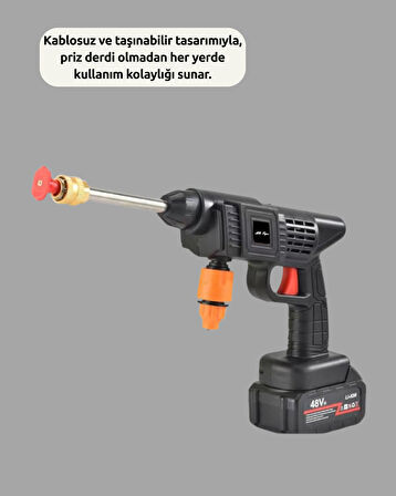 TEK BATARYALI 48V Şarjlı Basınçlı Yıkama Makinesi