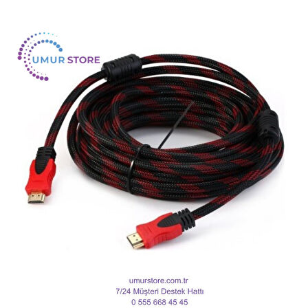 5 Metre Hasır Sargılı Altın Uçlu Hdmi Görüntü Kablosu 3D 14V