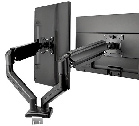 17-32” Masa Üstü Hareketli İkili 2 Monitör Tutucu Askı Aparatı-Amortisörlü
