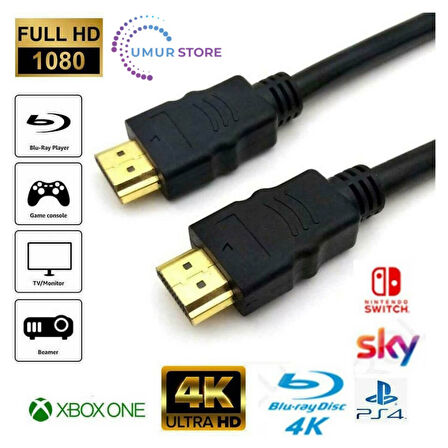 HDMI Kablo 4K 3D Ağ Destekli Altın Uçlu 4K 60Hz 18G Bps Ultra Hd 4K Ethernet HDMI Kablosu - 1.8 mt