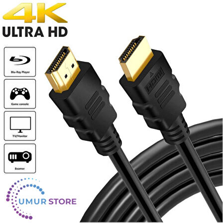 HDMI Kablo 4K 3D Ağ Destekli Altın Uçlu 4K 60Hz 18G Bps Ultra Hd 4K Ethernet HDMI Kablosu - 1.8 mt