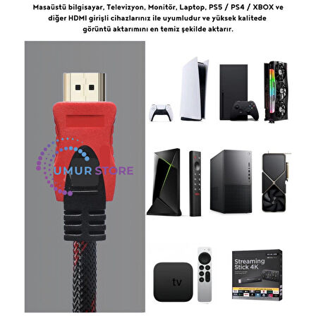 3 Metre HDMI Kablo Full Hd Tv Monitör Uydu Alıcısı Pc Uyumlu HDMI Kablosu