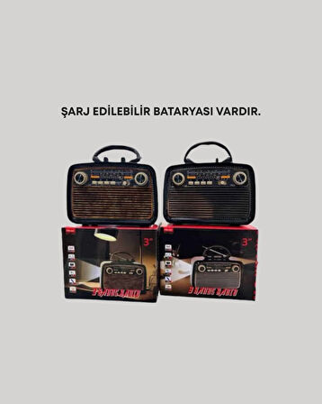 Nostaljik Radyo Görünümlü Bluetooth Hoparlör – FM/AM Yayın, Kablosuz Bağlantı, Şarj Edilebilir
