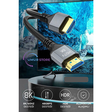Ultra Yüksek Hızlı 8k HDMI 2.1 Kablo 2 Metre