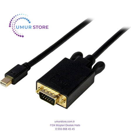 Minidisplayport VGA Kablo 1.8 Metre Mini Displayport VGA Kablo