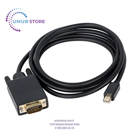 Minidisplayport VGA Kablo 1.8 Metre Mini Displayport VGA Kablo