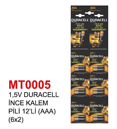 1,5V DURACELL İNCE KALEM PİLİ 12’Lİ (AAA) (6x2)