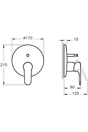 Root Round Ankastre Banyo Bataryası Sıva Üstü Grubu, Krom A42727