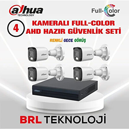 Dahua 4 Kameralı 30 Metre Renkli Gece Görüşlü Full Hd Güvenlik Kamera Seti