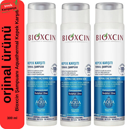 Bioxcin 3'lü Aqua Thermal Kepek Karşıtı Şampuan 300ml Tüm Saç Tipleri