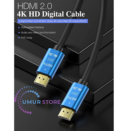 4K Ultra Hd 2.0V Alüminyum Başlık Altın Uçlu Hdmi Kablo 3 mt