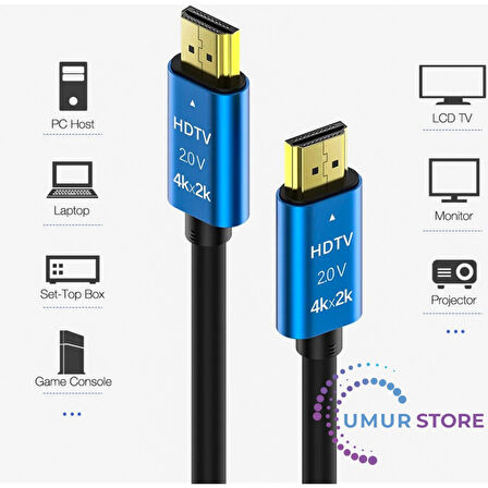 4K Ultra Hd 2.0V Alüminyum Başlık Altın Uçlu Hdmi Kablo 3 mt
