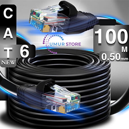 100 Metre Internet Kablosu/0,50mm Utp CAT6 23AWG/ iki Kat Korumalı/iç ve Dış Mekan Uyumlu/ethernet kablosu 100 metre