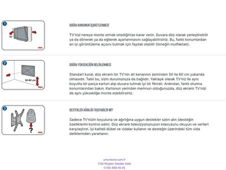 Skytech 32ST1000 32" 82 Ekran HD Ready 32”, 39”, 40” Uyumlu Lcd Led TV Sabit Duvar Askı Aparatı