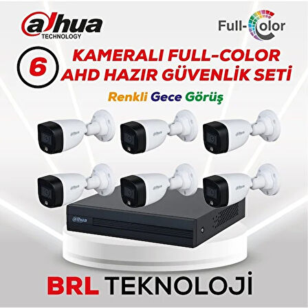 Dahua 6 Kameralı Renkli Gece Görüşlü Full Hd Güvenlik Kamera Seti