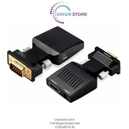 VGA To HDMI & Aux Dönüştürücü Adaptör 1080P Full Hd 60Hz Görüntü Aktarım