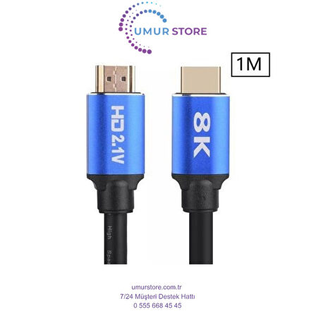 8k Ultra Hd 2.1V 48GBPS Altın Kaplama HDMI Kablo UHD 1 Metre
