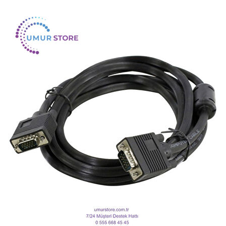 GA Görüntü Kablosu 15PIN VGA Erkek Erkek Kablo Siyah 2 M