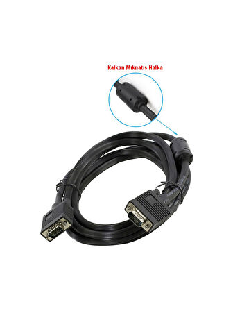 GA Görüntü Kablosu 15PIN VGA Erkek Erkek Kablo Siyah 2 M