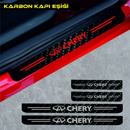 Chery İçin Uyumlu Aksesuar Oto Kapı Eşiği Sticker Karbon 4 Adet