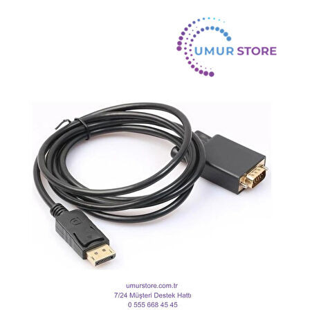 Display Port To VGA Kablo Display VGA Dp To VGA 1.8m Displayport Erkek VGA Erkek Kablo 1.8 Metre Çevirici Dönüştürücü