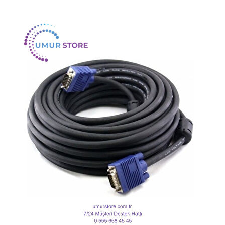 15 Metre 15MT Çift Filtreli 15 Pın VGA Kablosu Güçlü Soket Yapısı Erkek Erkek VGA