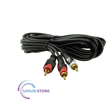 2 Rca Erkek + 3.5 Mm Stereo Erkek 3 Metre 1.Kalite Kablo
