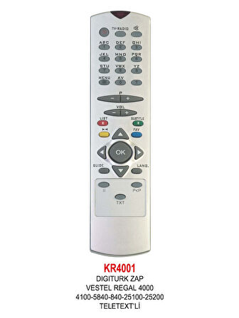 VESTEL 4000-4100-5840-840-25100-25200 TELETEXT’Lİ UYDU KUMANDASI
