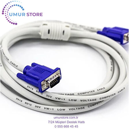 Primex SLX-143 VGA F/m 15P 3 Metre VGA Uzatma Kablosu Beyaz, Erkek Dişi VGA Kablo