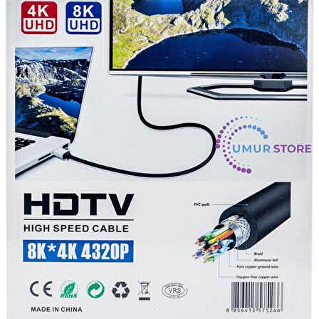 10M HDMI Kablosu 4K 60Hz, 8k, 4K 120Hz Destekli Altın Kaplama Konektör Dayanıklı Pvc