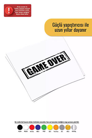 Game Over - Araç, Oto, Laptop, Duvar Uyumlu Sticker 15*6 Cm