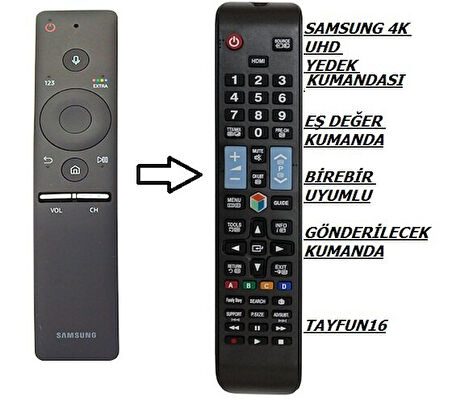 Samsung ile uyumlu 55MU7350 Yedek Kumandası