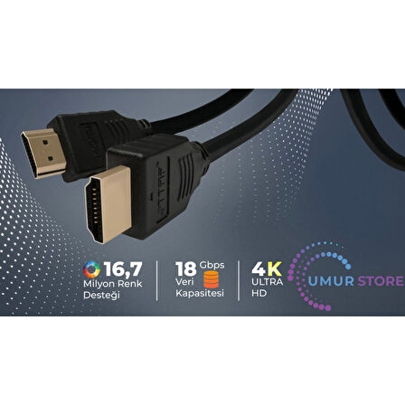 HDMI 2.0 4K Ultra Hd 60 Hz Ses ve Görüntü Aktarım Kablosu 1 Metre