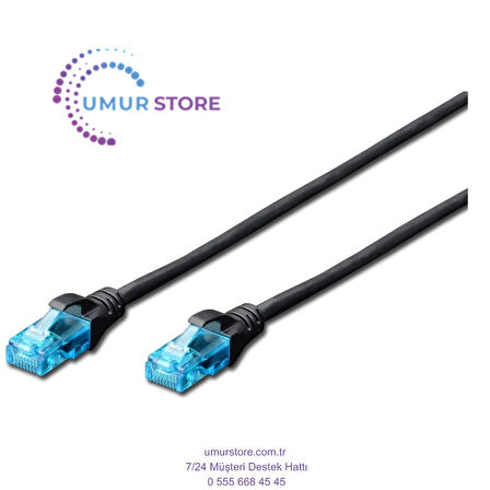 Cat. 5e Patch Kablo, Utp, 3 Metre, Awg 26, Siyah Renk