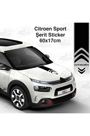 Citroen İçin Uyumlu Aksesuar Kaput Şerit Oto Sticker Siyah 60*15 Cm