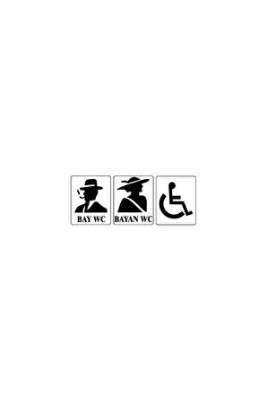 WC Üçlü Set - Araç, Oto, Laptop, Duvar Uyumlu Sticker 25*10 Cm