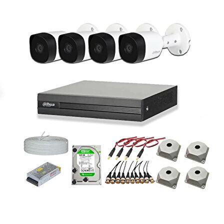Dahua 2mp 4 Kameralı Dış Ortam Ahd Hd-cvi Full Kamera Seti 500gb Disk