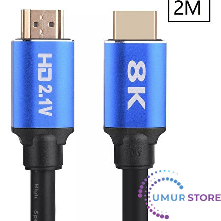 8k Ultra Hd 2.1V 48GBPS Altın Kaplama HDMI Kablo UHD 2 Metre