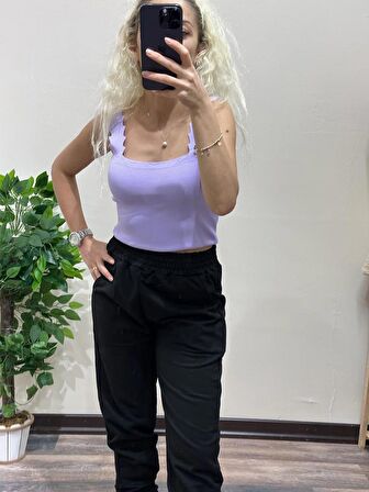 Zara Model Triko Crop Lila