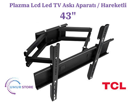 TCL 43S5K Full HD 43" Uydu Alıcılı Android Smart QLED 108/109 Ekran Lcd Led TV Hareketli Duvar Askı Aparatı
