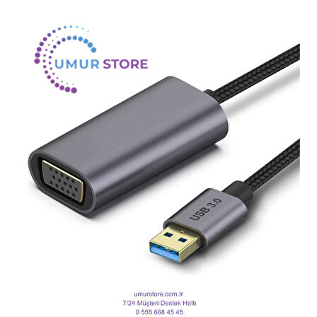 USB 3.0 To VGA Dönüştürücü 1080P Full Hd Görüntü Aktarım Kablosu Tak & Çalıştır