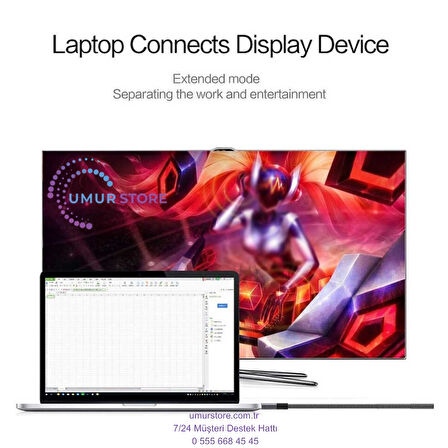 Type-C To Mini Display Port Kablo 4K 60Hz 180 cm Görüntü Aktarım Kablosu