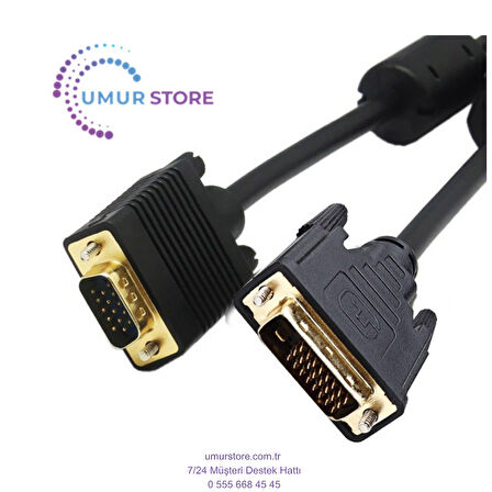 DVI To VGA Kablo Dvı 24+1 To VGA 15 Pin Çevirici Kablo 5 m