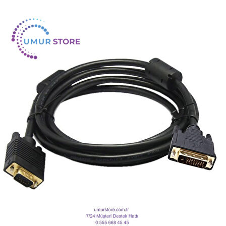 DVI To VGA Kablo Dvı 24+1 To VGA 15 Pin Çevirici Kablo 5 m