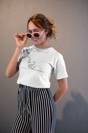 Kadın Özel Baskılı Modern Fit %100 Pamuk Bisiklet Yaka T-Shirt