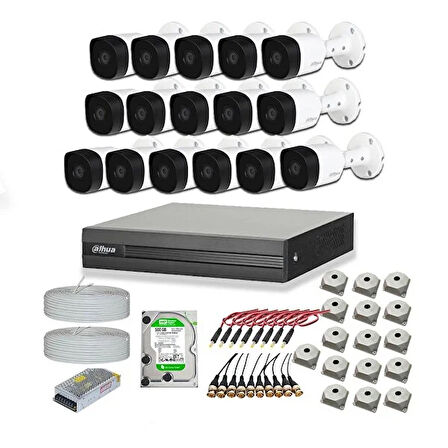 Dahua 2mp 16 Kameralı Dış Ortam Ahd Hd-cvi Full Kamera Seti 500gb Disk
