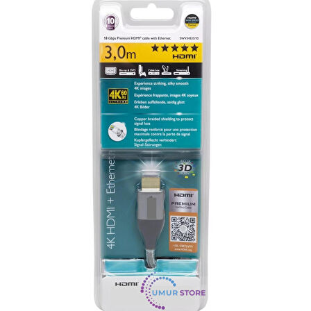 4K Premium Smart 3m HDMI Kablo